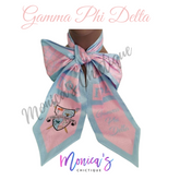 Gamma Phi Delta Neck Bow - Blue Trim